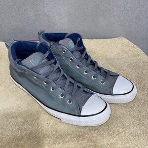 Converse All Star Mid-Top Sneakers Gray/Blue Lace-Up Shoes Men’s 10